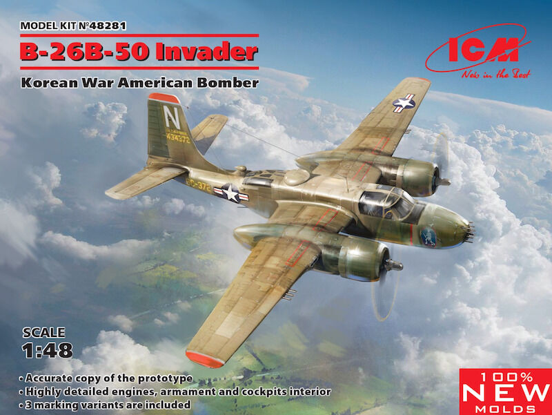 ICM 1/48 B-26B-50 Invader Korean War American Bomber Plastic Model Kit