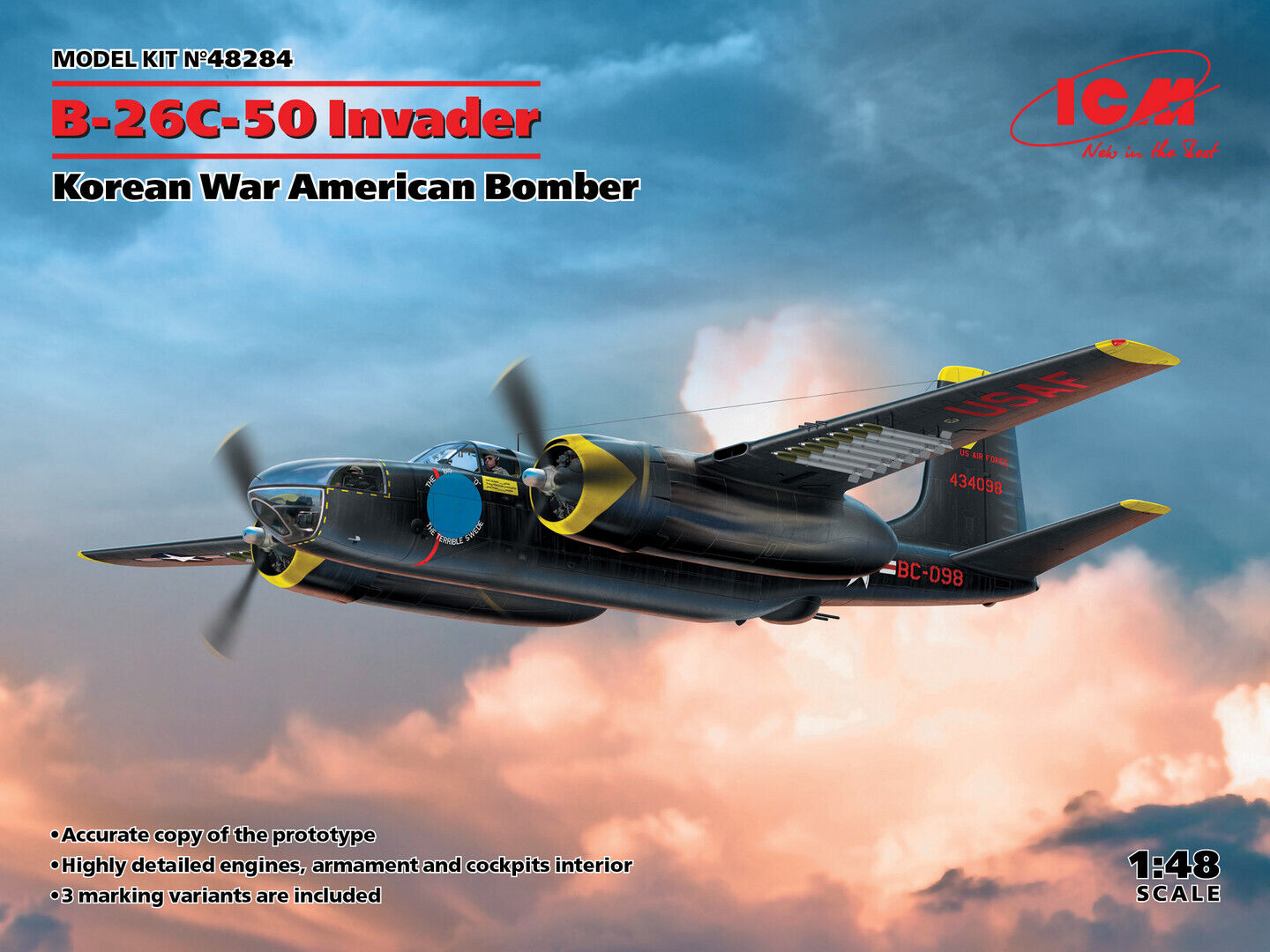 ICM 1/48 B-26?-50 Invader Korean War American Bomber Plastic Model Kit