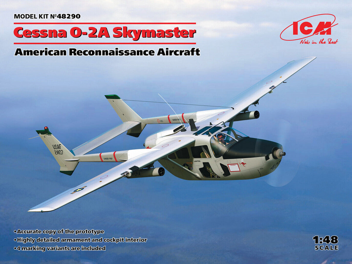 ICM 1/48 Cessna O-2A Skymaster American Reconnaissance Aircraft Plastic Model Kit ICM48290