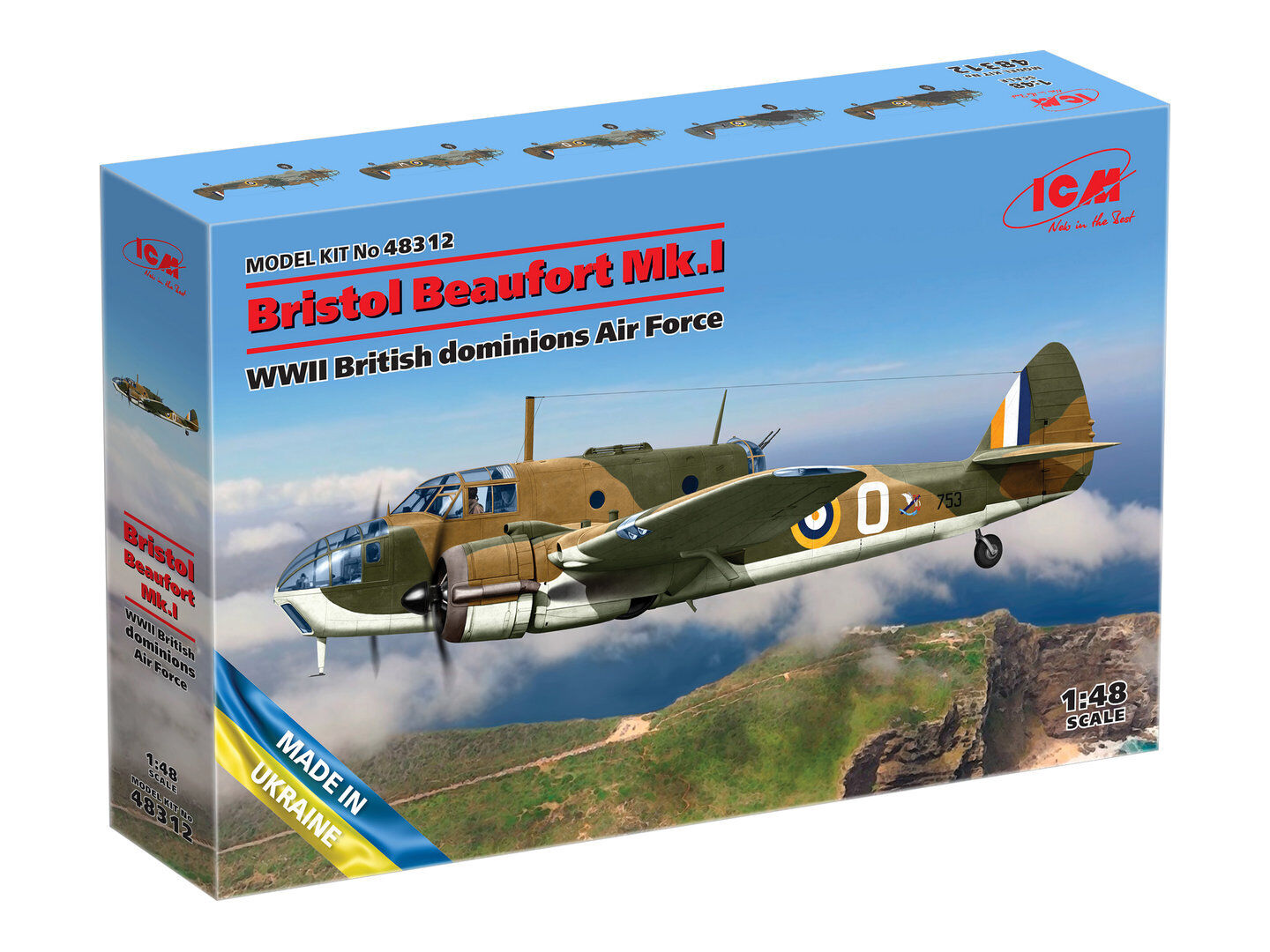 ICM 1/48 Bristol Beaufort Mk.I WWII British dominions Air Force Plastic Model Kit