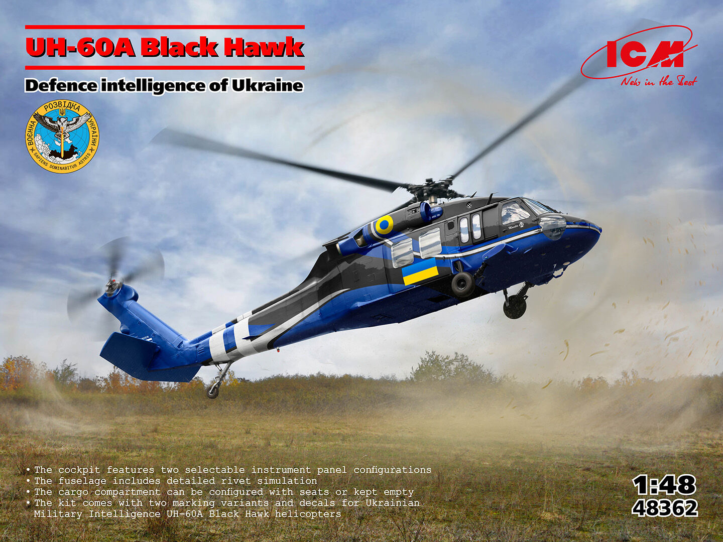 ICM 1/48 UH-60A Black Hawk Defence intelligence of Ukraine Plastic Model Kit
