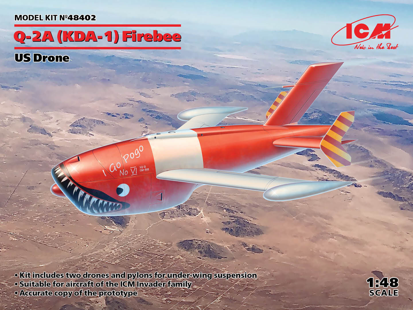 ICM 1/48 KDA-1 (Q-2A) Firebee US Drone (2 Airplanes and Pylons) Plastic Model Kit