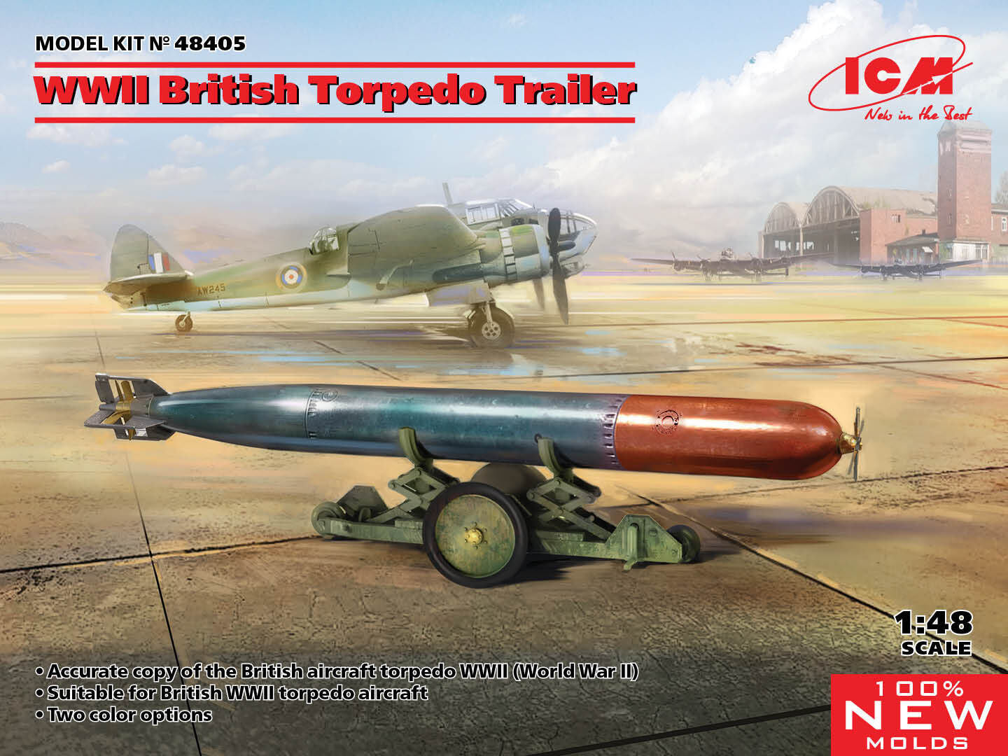 ICM 1/48 WWII British Torpedo Trailer Plastic Model Kit