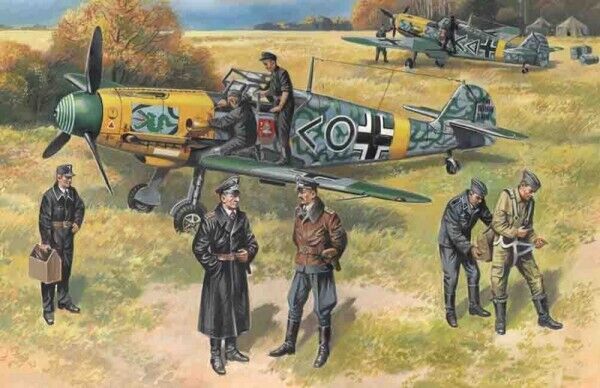 ICM 1/48 Bf 109F-2 with German Pilots and Ground Personnel Plastic Model Kit