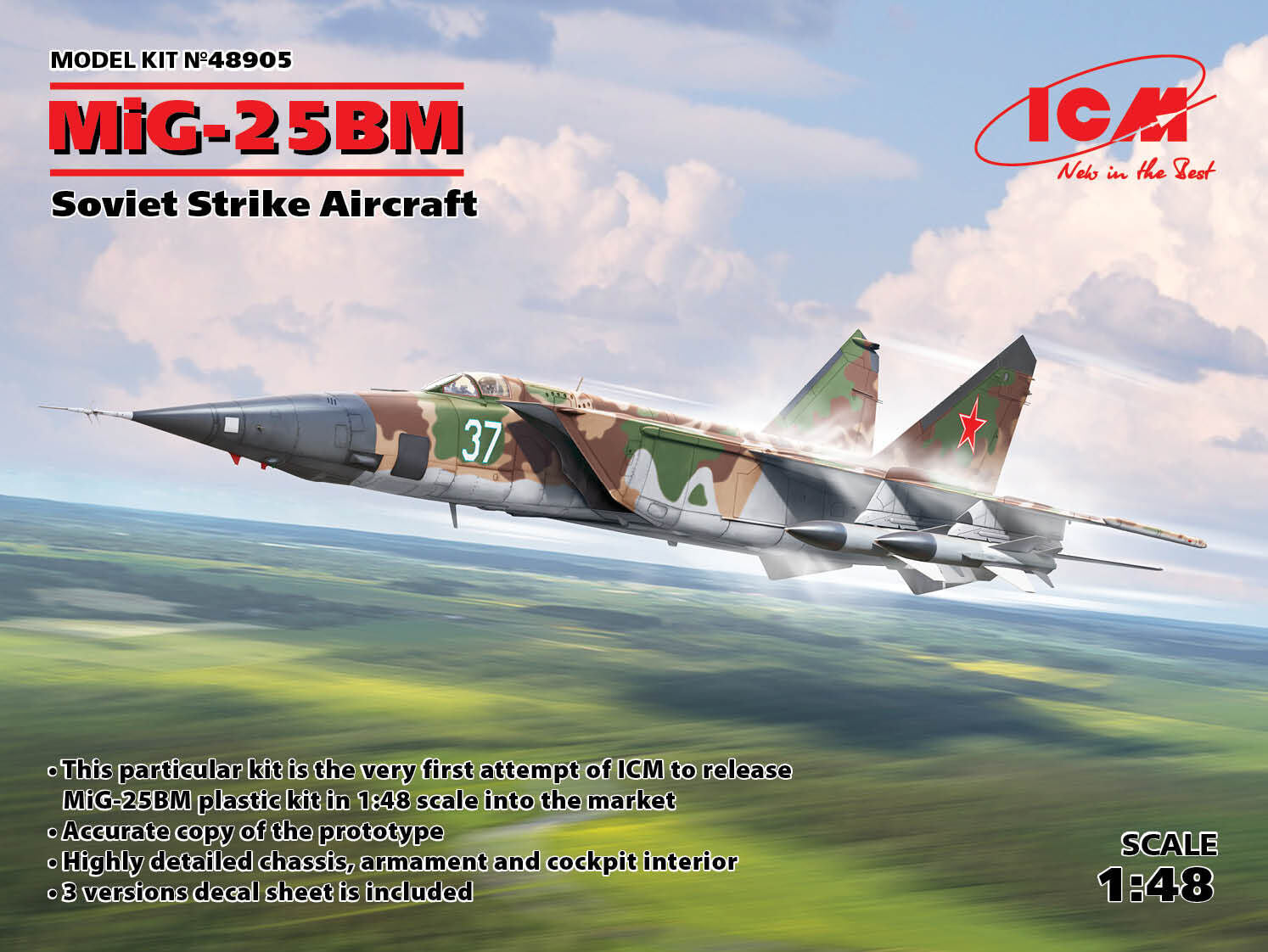 ICM 1/48 MiG-25 BM Soviet Strike Aircraft Plastic Model Kit