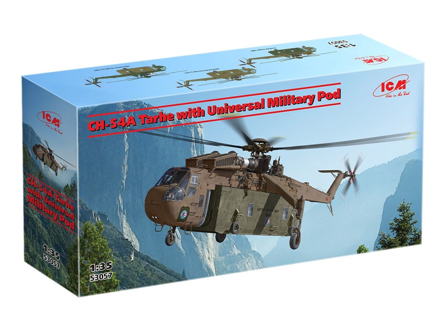 ICM 1/35 CH-54A Tarhe with Universal Military Pod Plastic Model Kit ICM53057