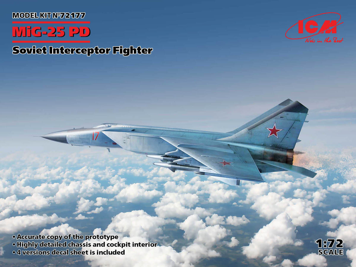 ICM 1/72 MiG-25PD Soviet Interceptor Fighter Plastic Model Kit ICM72177