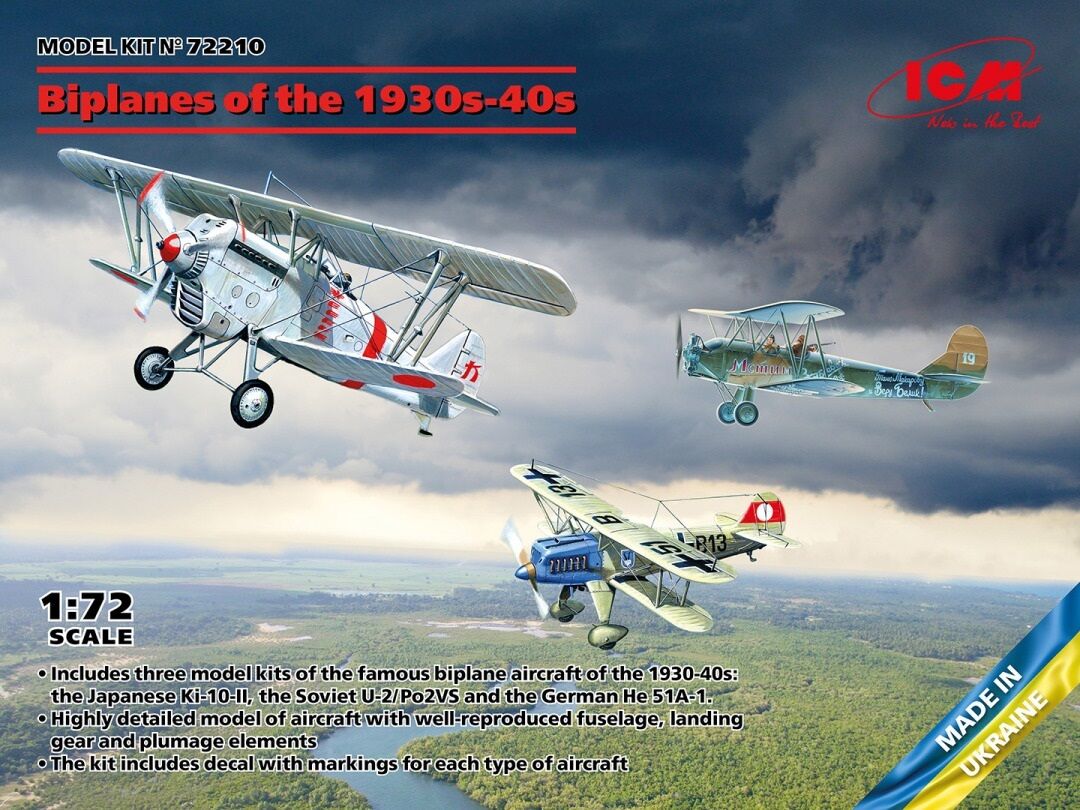 ICM 1/72 Biplanes of the 1930s and 1940s (??-51A-1 Ki-10-II U-2/Po-2VS) Plastic Model Kit