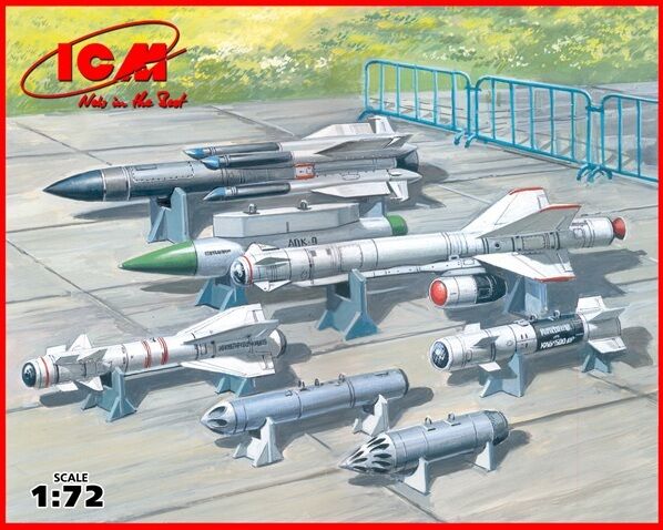 ICM 1/72 Soviet Air-to-Surface Aircraft Armament (X-29T X-31P X-59M missiles B-13L B-8M1 rocket containers KAB-500Kr bombs) Plastic Model Kit