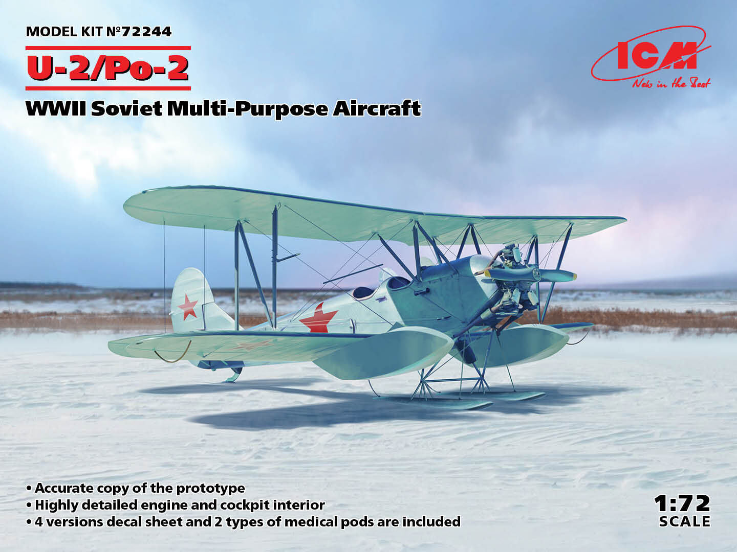 ICM 1/72 U-2/Po-2 WWII Soviet Multi-Purpose Aircraft Plastic Model Kit