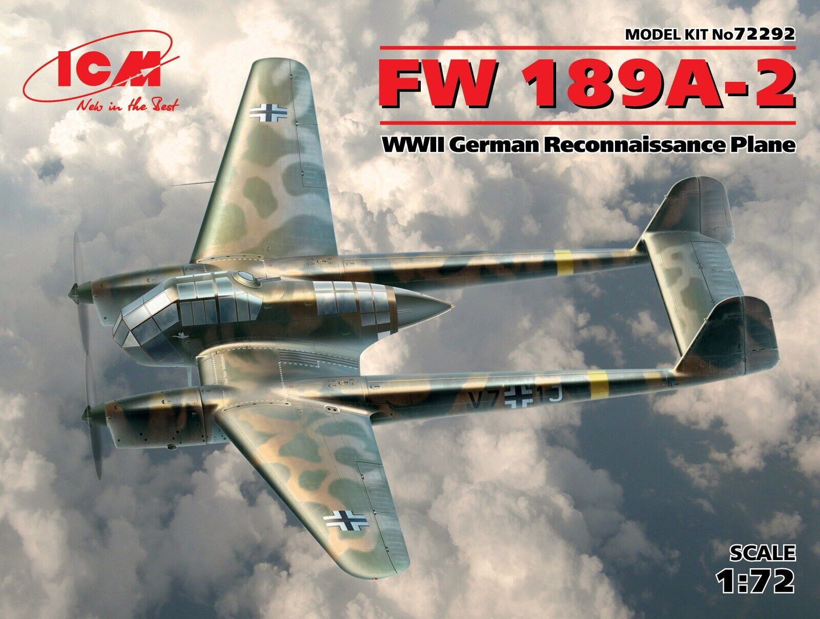 ICM 1/72 FW 189A-2 WWII German Reconnaissance Plane Plastic Model Kit