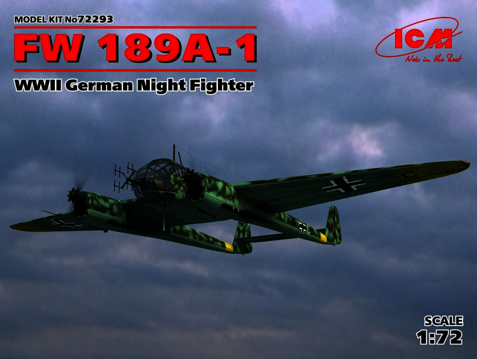 ICM 1/72 FW 189A-1 WWII German Night Fighter Plastic Model Kit