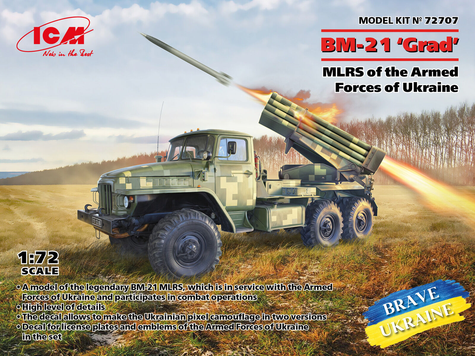 ICM 1/72 BM-21 'Grad' MLRS of the Armed Forces of Ukraine Plastic Model Kit