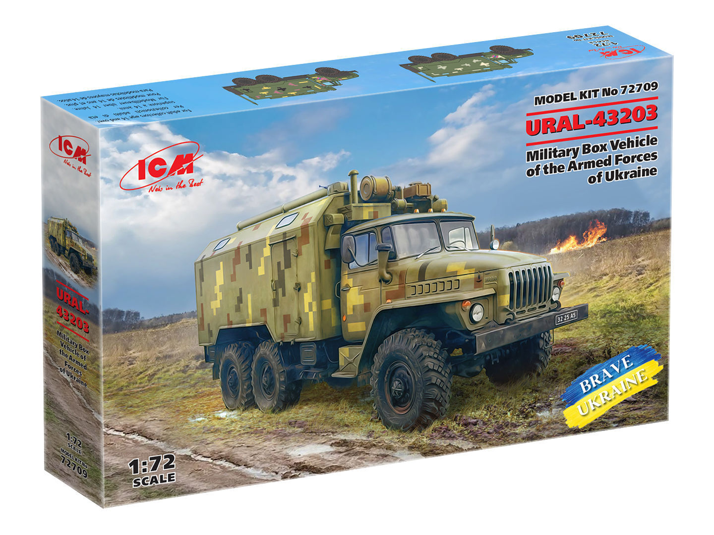 ICM 1/72 URAL-43203 Military Box Vehicle of the Armed Forces of Ukraine Plastic Model Kit