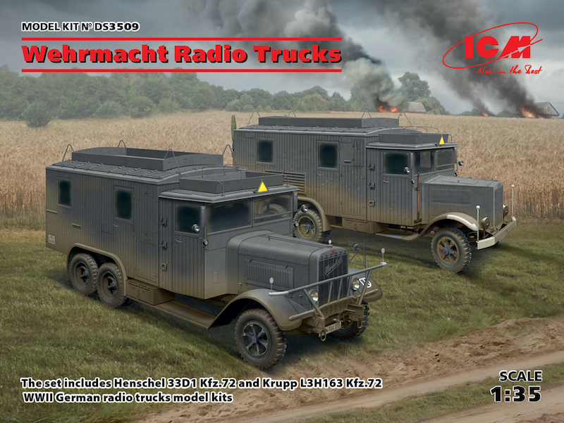 ICM 1/35 Wehrmacht Radio Trucks Plastic Model Kit Diorama Set