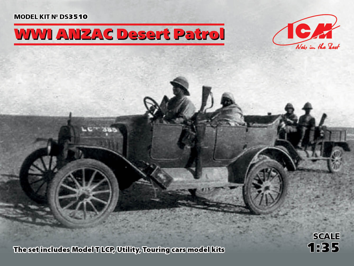 ICM 1/35 WWI ANZAC Desert Patrol *Aus Decals* Plastic Model Kit Diorama Set