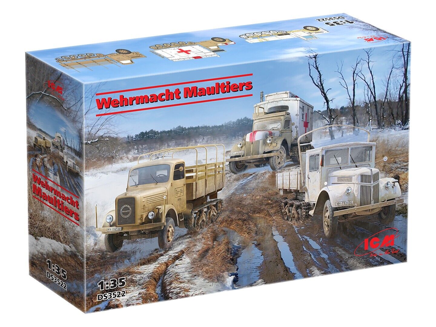 ICM 1/35 Wehrmacht Maultiers Plastic Model Kit Diorama Set