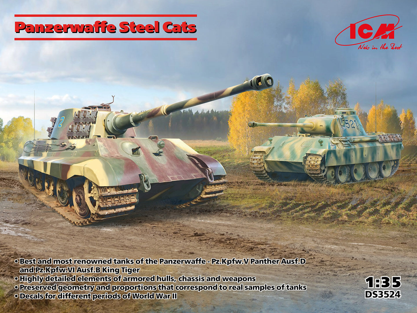 ICM 1/35 Panzerwaffe steel cats Plastic Model Kit Diorama Set