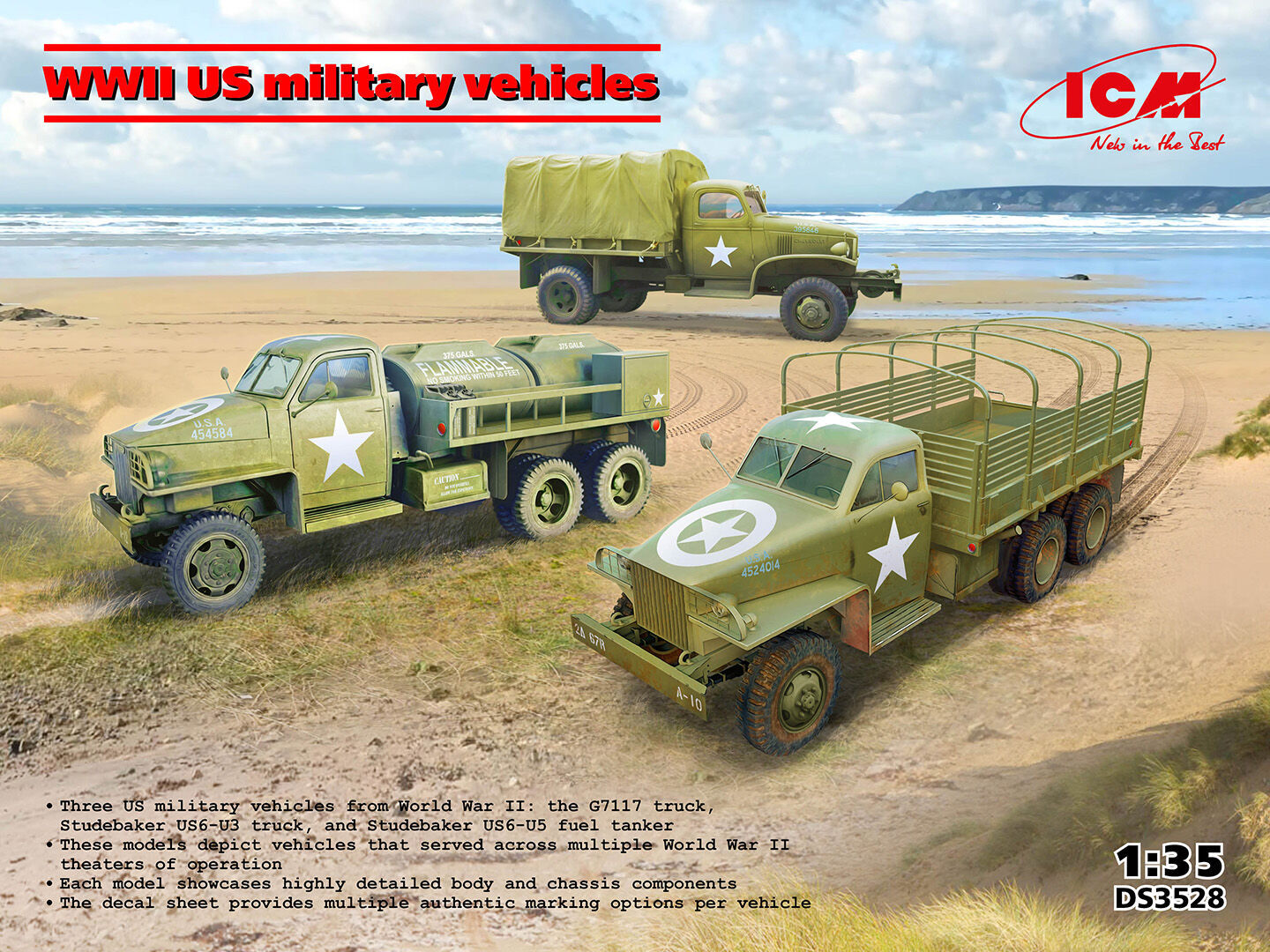 ICM 1/35 WWII US military vehicles Plastic Model Kit Diorama Set