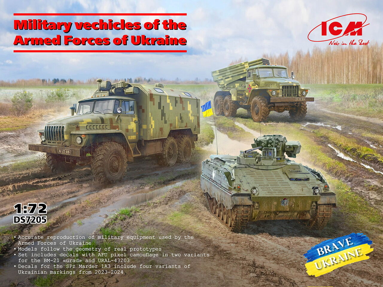 ICM 1/72 Military vechicles of the Armed Forces of Ukraine Plastic Model Kit Diorama Set