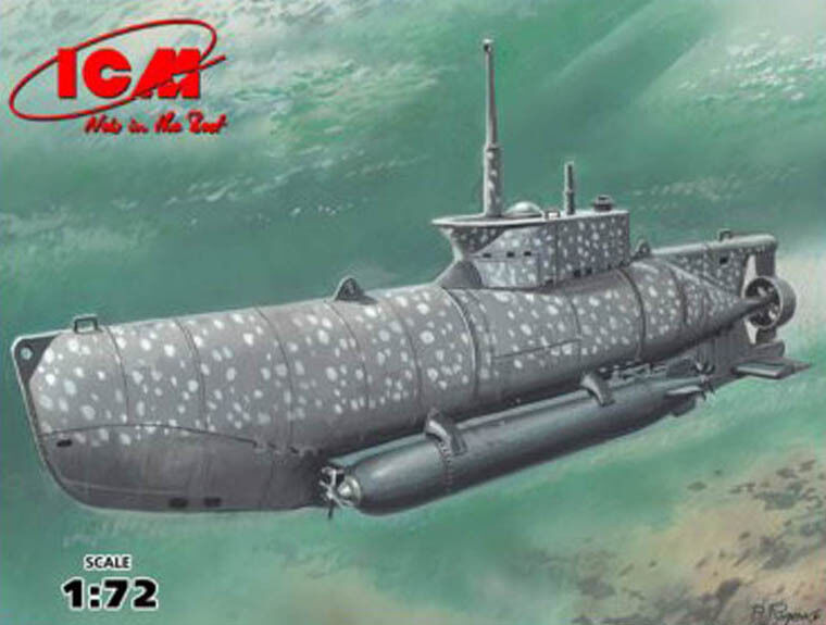 ICM 1/72 U-Boat Type XXVIIB 'Seehund' (Early) WWII German Midget Submarine Plastic Model Kit