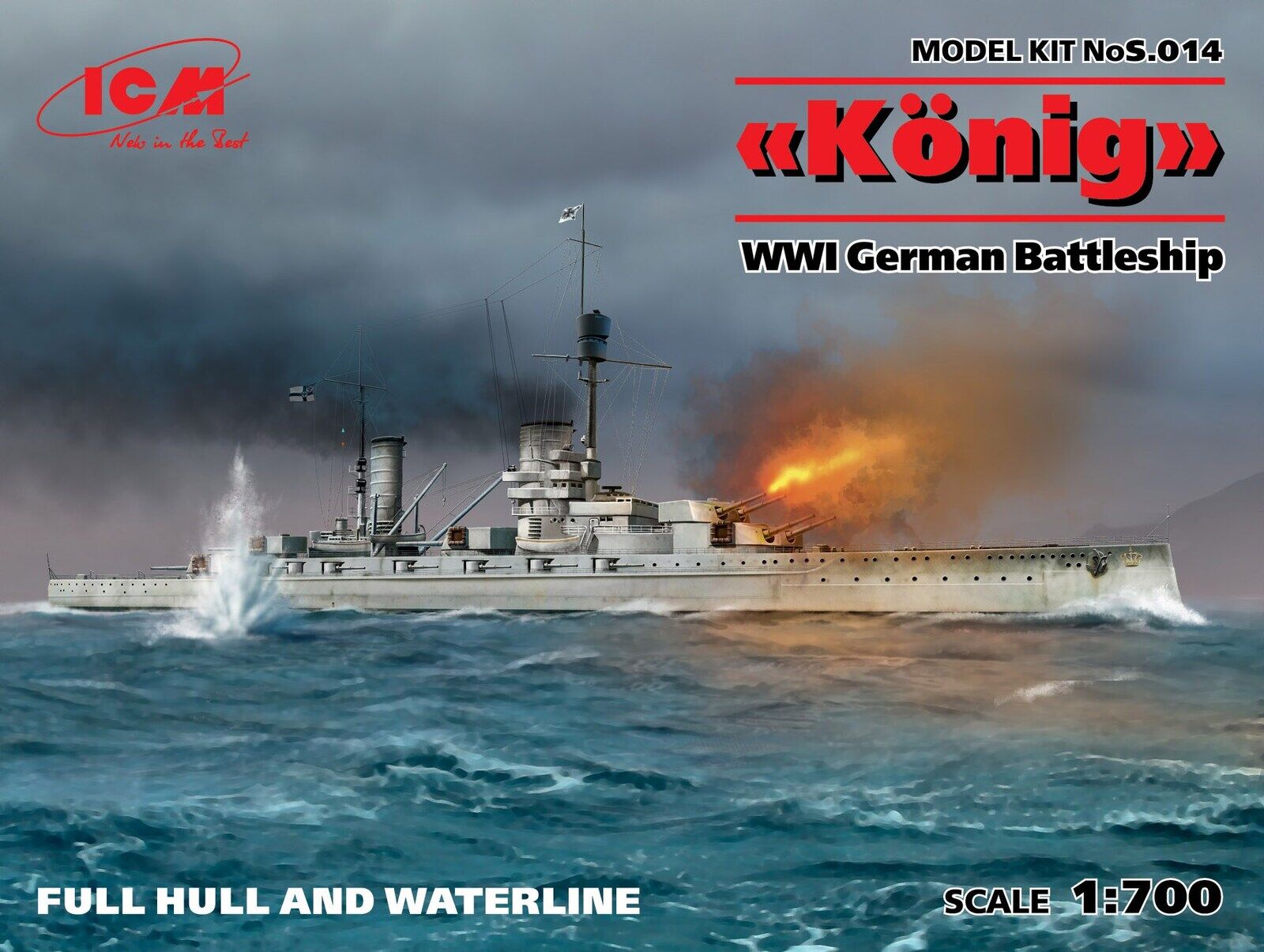 ICM 1/700 'König' WWI German Battleship full hull and waterline Plastic Model Kit