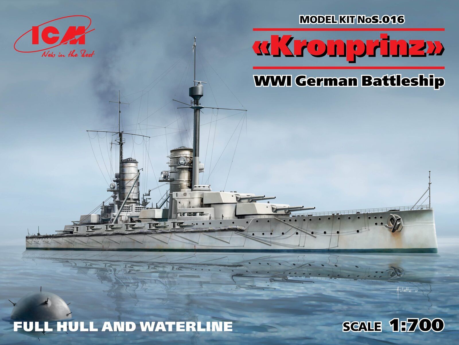 ICM 1/700 'Kronprinz' (full hull & waterline) WWI German Battleship Plastic Model Kit