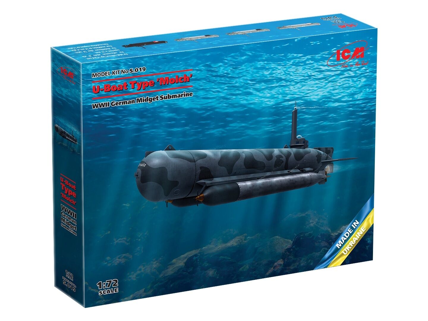 ICM 1/72 U-Boat Type 'Molch' WWII German Midget Submarine Plastic Model Kit