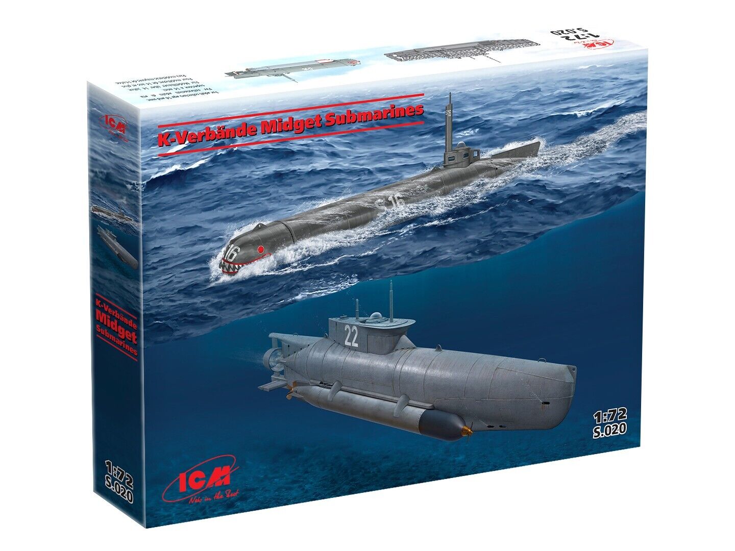 ICM 1/72 K-Verbnde Midget Submarines ('Seehund' and 'Molch') Plastic Model Kit