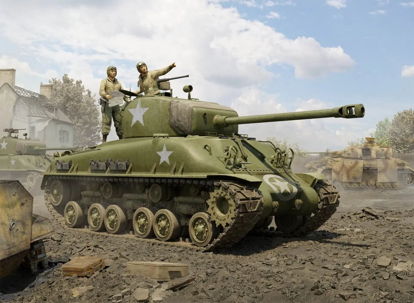 I Love Kit 1/16 M4A1E8 Medium Tank Plastic Model Kit