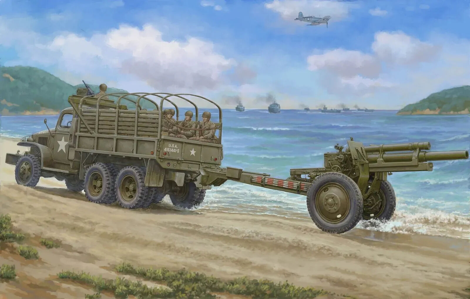 I Love Kit 1/35 USA CCKW-352 Machine Gun Turret Version and M2A1 105MM Howitzer Plastic Model Kit
