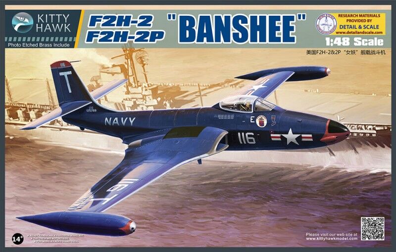 Kitty Hawk 1/48 F2H-2/F2H-2P "Banshee" Plastic Model Kit