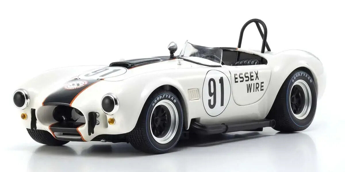 Kyosho 1/18 Shelby Cobra 427 S/C White/Dark blue Nr. 91 Essex Wire Diecast Model Car KSD08047EW