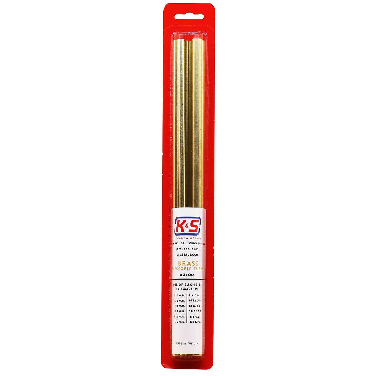 K&S Round Brass Telescopic Tubing Assortment (Small) (12) KSE-3400