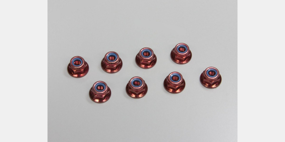 KYO-1-N4056FN-R Kyosho Nut(M4x5.6)Flanged Nylon(Steel/Red/8pcs) Kyosho