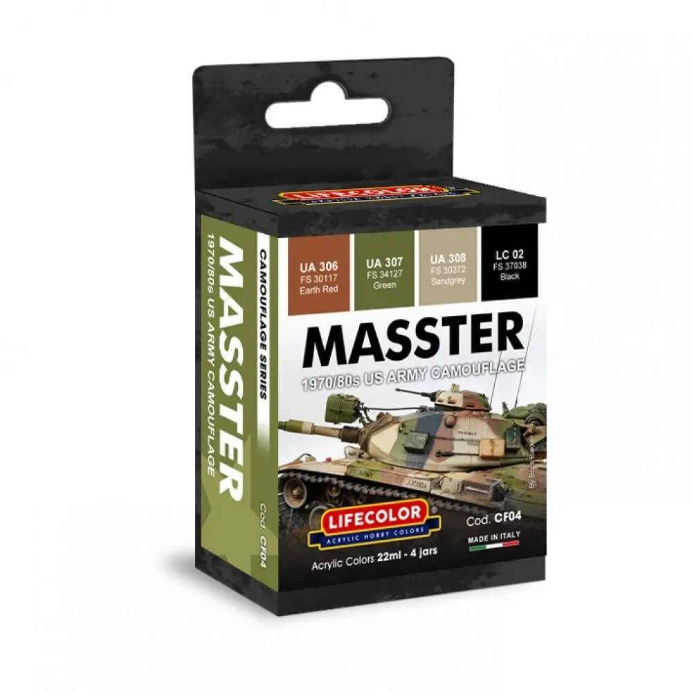 LifeColor MASSTER 1970/80 US Army Camouflage Scheme - 4 Colour Acrylic Paint Set LC-CF04