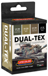 LifeColor DUAL-TEX 1970/80 US Army Camouflage Scheme - 4 Colour Acrylic Paint Set