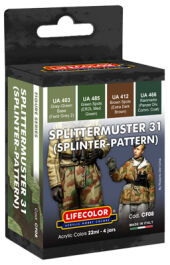 LifeColor Splittermuster 31 German Uniforms Splinter Pattern Camouflage Scheme - 4 Colour Acrylic Paint Set LC-CF08