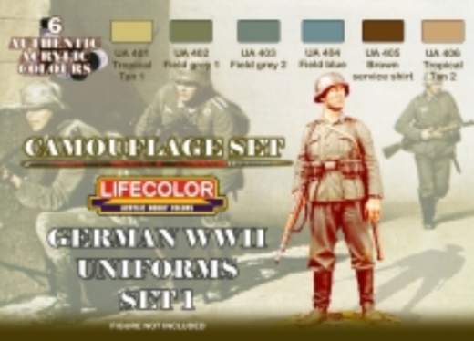 LC-CS04 Lifecolor German Uniforms WWII #1 Acrylic Paint Set Lifecolor
