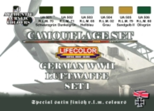 LC-CS06 Lifecolor German WWII Luftwaffe #1 Acrylic Paint Set Lifecolor