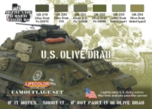 LC-CS11 Lifecolor US Olive Drab Acrylic Paint Set Lifecolor