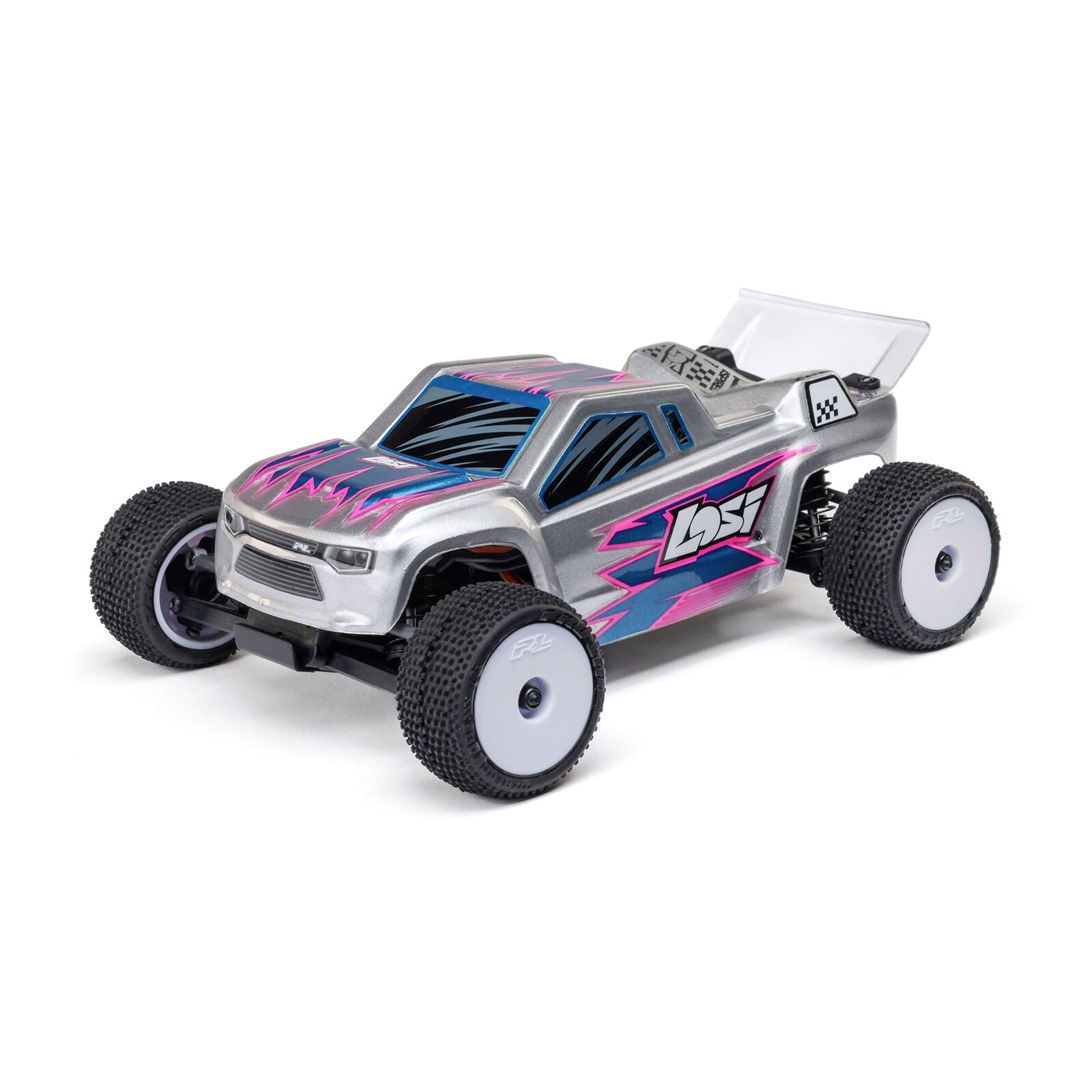 Losi 1/28 Micro-T 2S 2WD RTR Stadium Truck (Battery & Charger Included), Silver LOS-1392T2 Losi