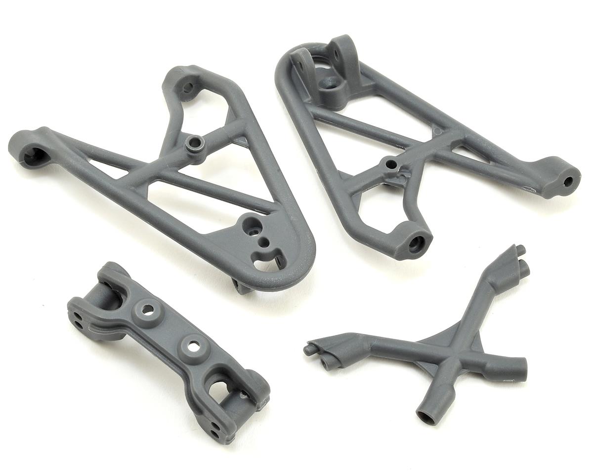 LOS231039 Losi Front Shock Tower/Brace and Camber Link Mount, Gray, Rock Rey Losi