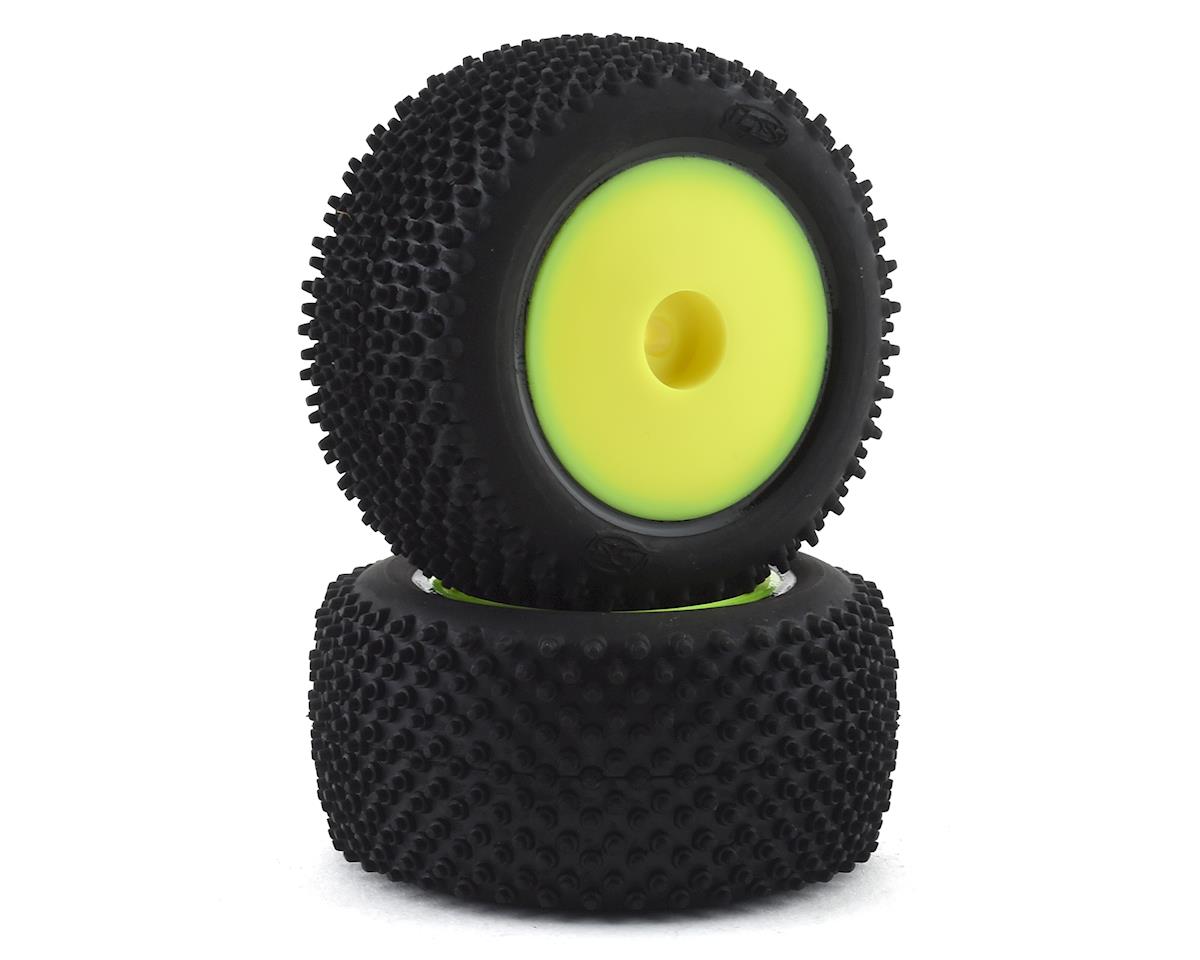 LOS41009 Losi Step Pin Tyres, Rear, Mounted, Yellow, Mini-T 2.0 Losi