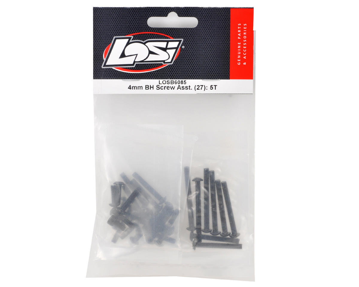 LOSB6085 Losi 4mm BH Screw Asst. (27), 5IVE-T Losi
