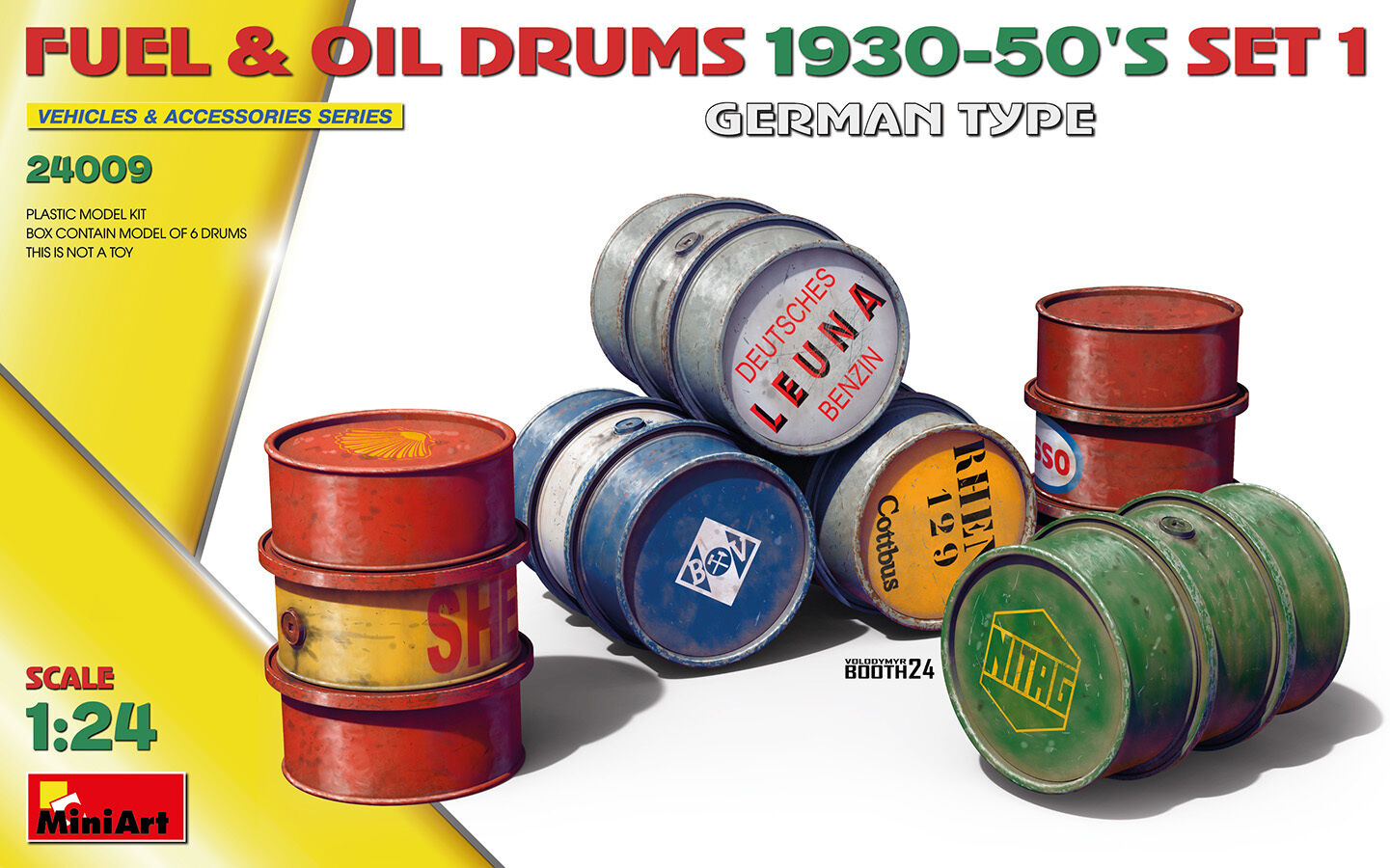 MiniArt 1/24 Fuel & Oil Drums 1930-50's Set 1 (German Type) Plastic Model Kit