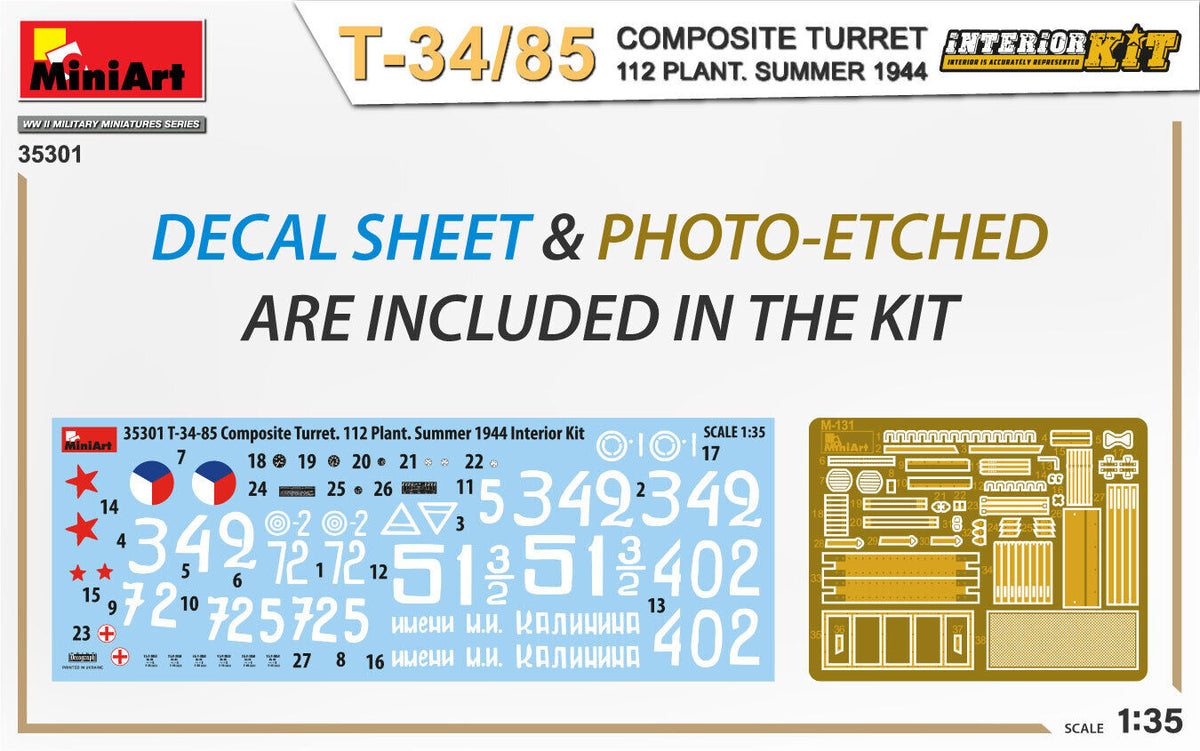 MiniArt 1/35 T-34-85 Composite Turret. 112 Plant. Summer 1944 Interior Kit Plastic Model Kit MA35301