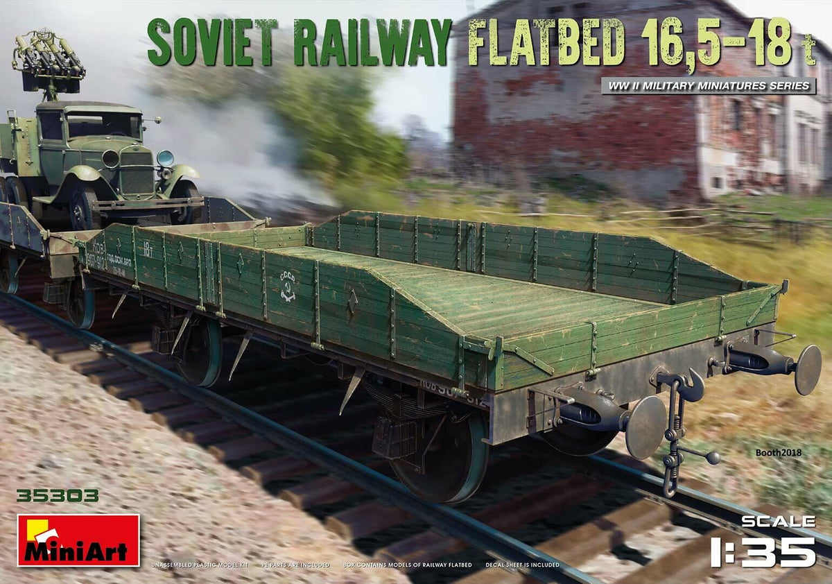 MiniArt 1/35 Soviet Railway Flatbed 16.5-18 t Plastic Model Kit MA35303