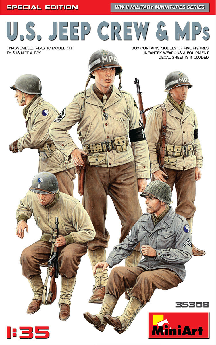 MiniArt 1/35 U.S. Jeep Crew & MPs. Special Edition Plastic Model Kit