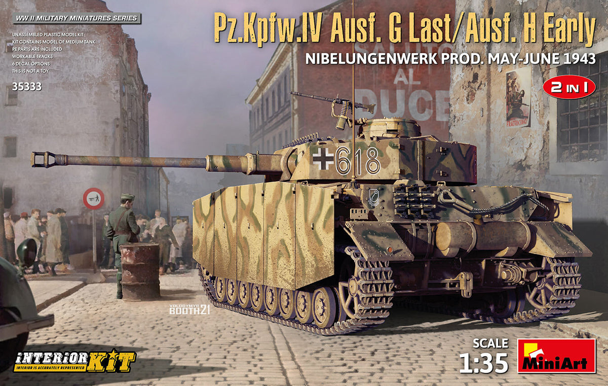 MiniArt 1/35 Pz.Kpfw.IV Ausf. G-Last/H-Early Nibelungenwerk Prod. (May-June 1943) 2in1 Interior Kit Plastic Model Kit MA35333